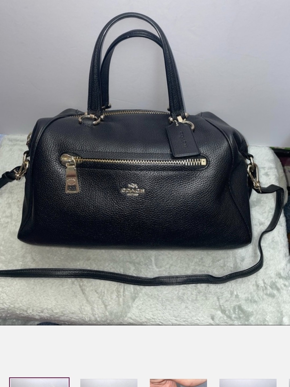 Coach Black Leather Satchel with Gold Hardware